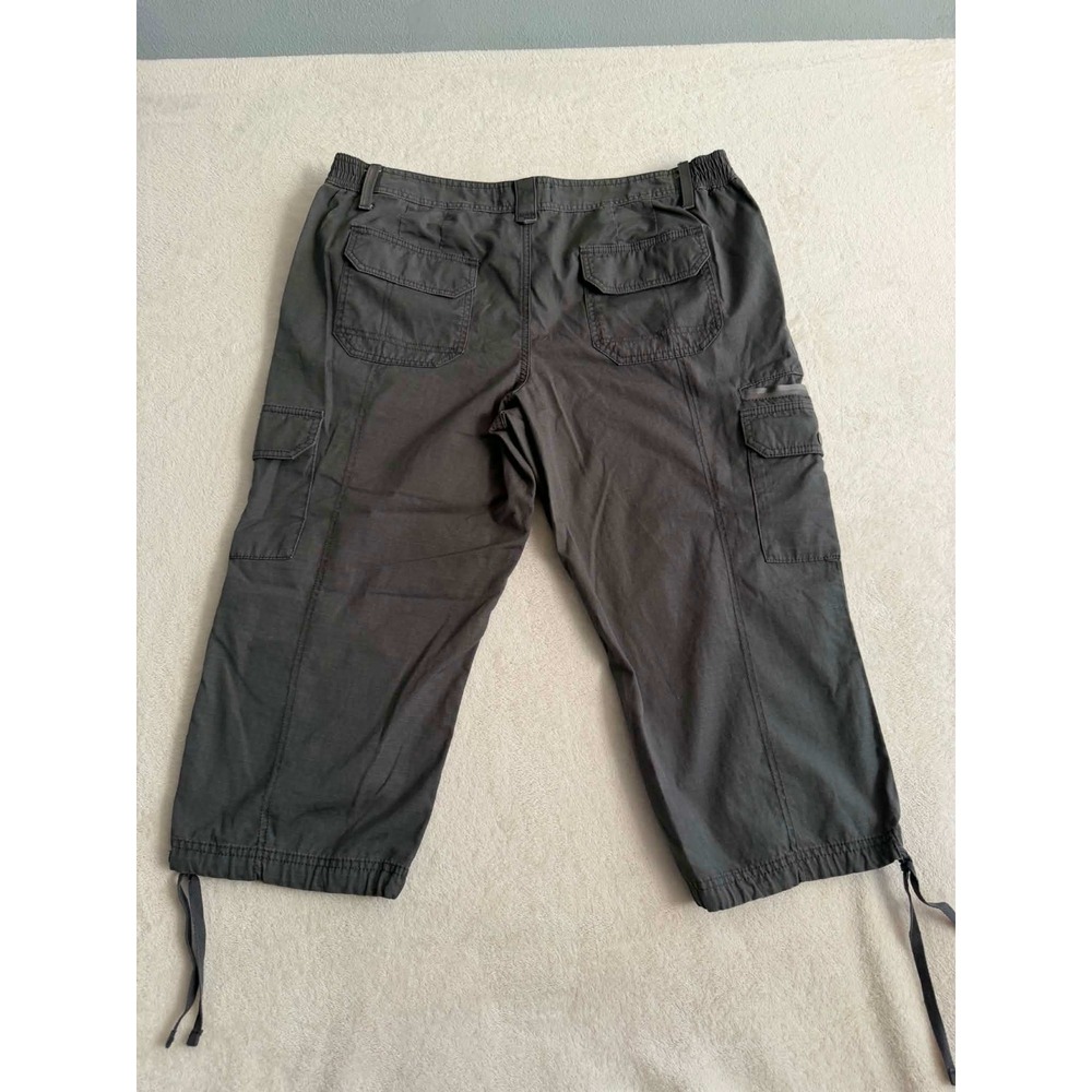 Eddie Bauer Womens 18W Gray Ripstop Cargo Capri Pants Utility Outdoor Drawstring